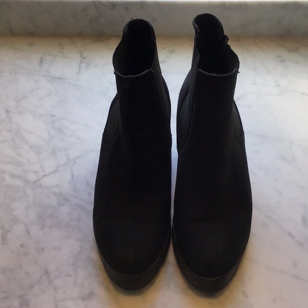 Browns suede black wedge slip on bootie